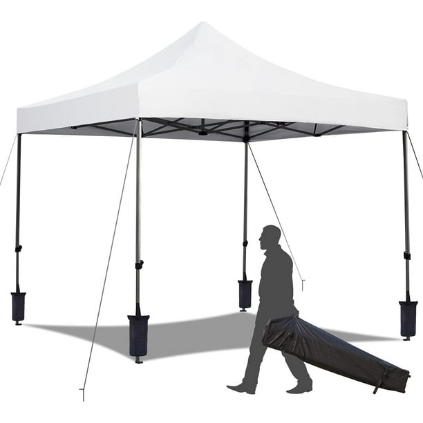 EliteShade 10x10 Commercial Ez Pop Up Canopy Outdoor Instant Canopies Party Tent Sun Shelter with Removable Sidewalls and Heavy Duty Roller Bag,Bonus 4 Weight Bags,Beige